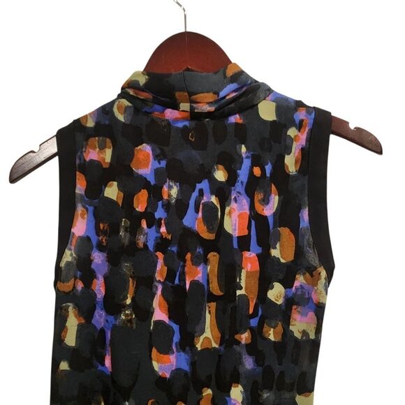 Cabi Faux Wrap Sleeveless Top Blouse Abstract Watercolor XS #3077 - Picture 2 of 7